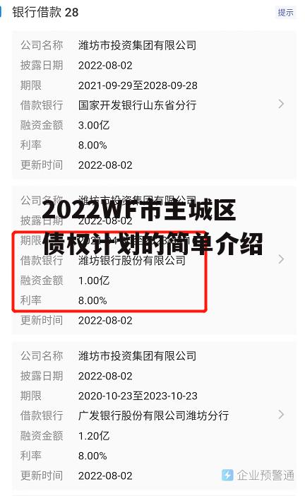 2022WF市主城区债权计划的简单介绍