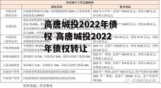 高唐城投2022年债权 高唐城投2022年债权转让