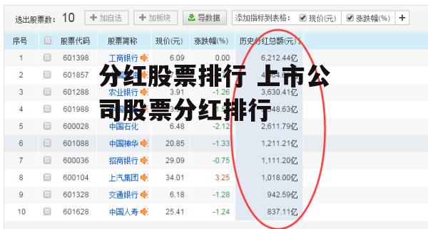分红股票排行 上市公司股票分红排行