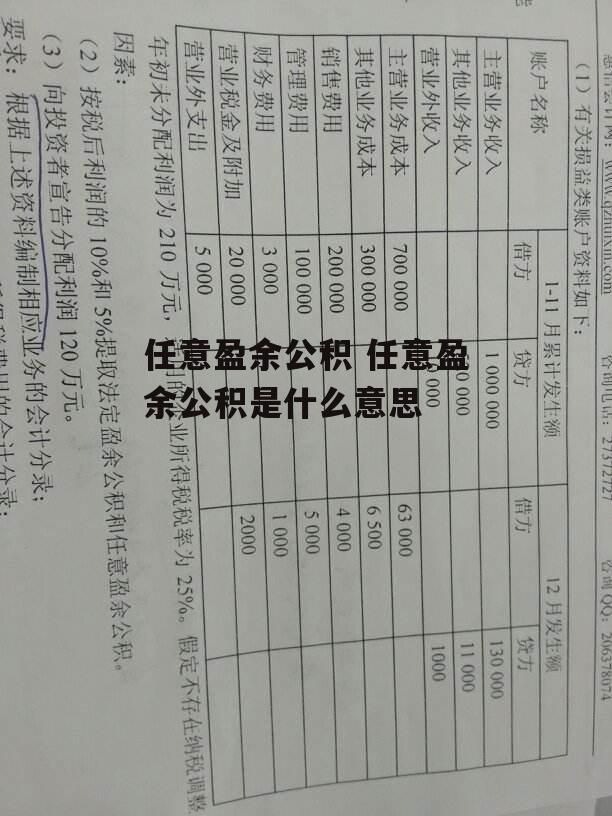 任意盈余公积 任意盈余公积是什么意思