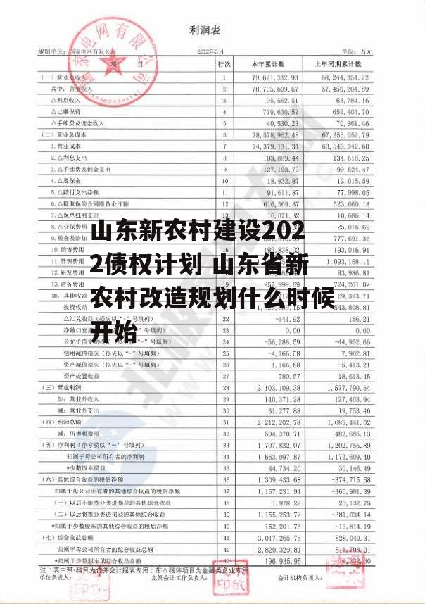 山东新农村建设2022债权计划 山东省新农村改造规划什么时候开始