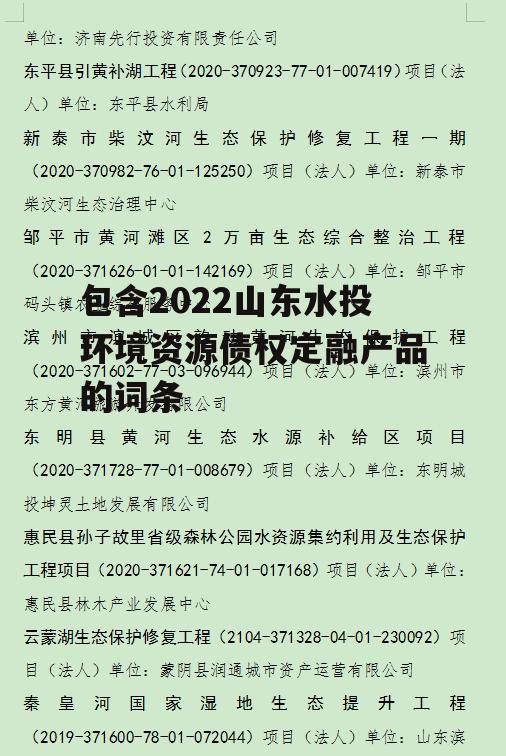 包含2022山东水投环境资源债权定融产品的词条