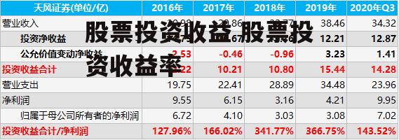 股票投资收益 股票投资收益率