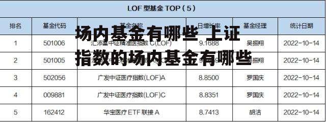 场内基金有哪些 上证指数的场内基金有哪些