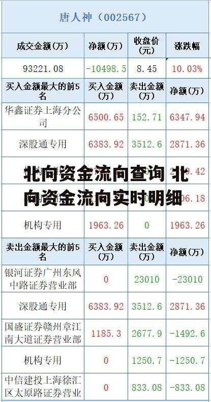 北向资金流向查询 北向资金流向实时明细