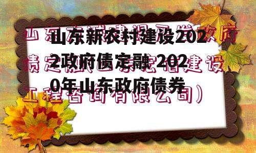 山东新农村建设2022政府债定融 2020年山东政府债券