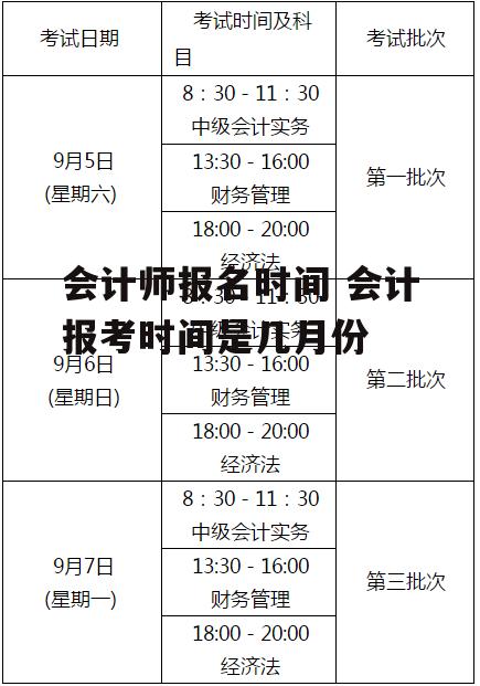 会计师报名时间 会计报考时间是几月份