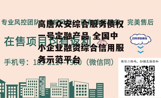 高唐众安综合服务债权一号定融产品 全国中小企业融资综合信用服务示范平台