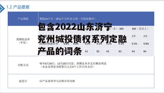 包含2022山东济宁兖州城投债权系列定融产品的词条