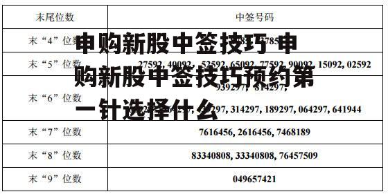 申购新股中签技巧 申购新股中签技巧预约第一针选择什么