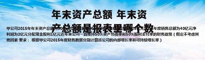 年末资产总额 年末资产总额是报表里哪个数