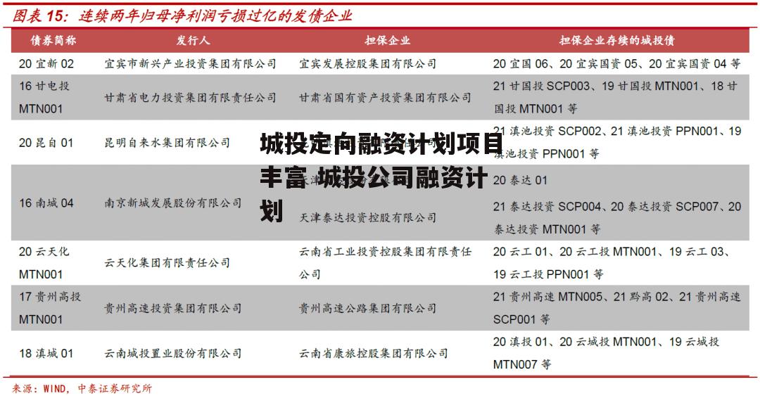 城投定向融资计划项目丰富 城投公司融资计划