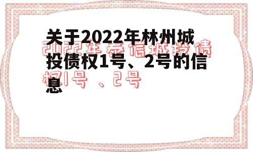 关于2022年林州城投债权1号、2号的信息