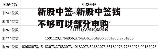 新股中签 新股中签钱不够可以部分申购