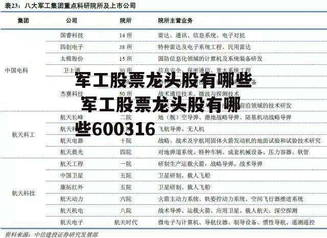 军工股票龙头股有哪些 军工股票龙头股有哪些600316