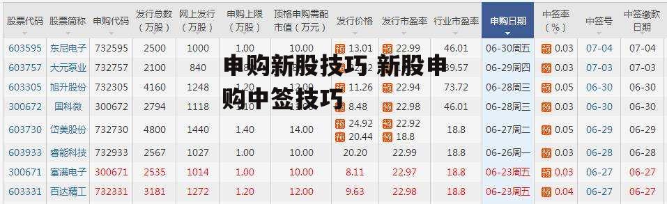 申购新股技巧 新股申购中签技巧