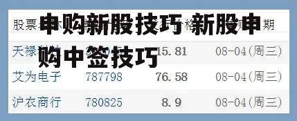 申购新股技巧 新股申购中签技巧
