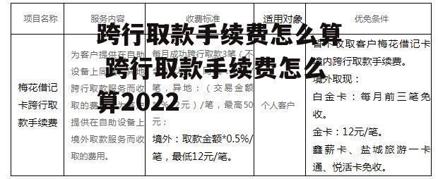 跨行取款手续费怎么算 跨行取款手续费怎么算2022