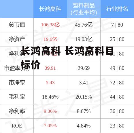 长鸿高科 长鸿高科目标价