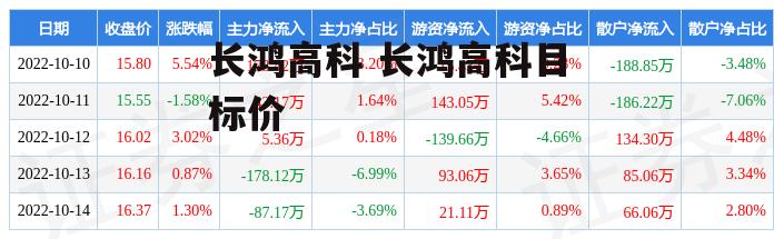 长鸿高科 长鸿高科目标价