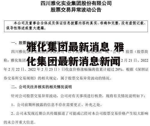 雅化集团最新消息 雅化集团最新消息新闻