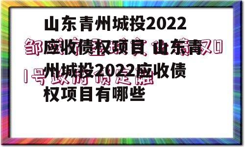 山东青州城投2022应收债权项目 山东青州城投2022应收债权项目有哪些