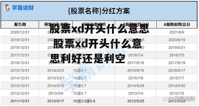 股票xd开头什么意思 股票xd开头什么意思利好还是利空