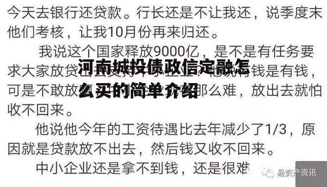 河南城投债政信定融怎么买的简单介绍