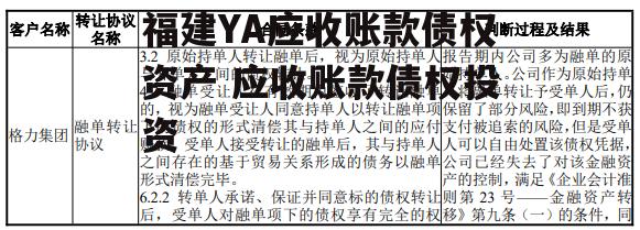 福建YA应收账款债权资产 应收账款债权投资