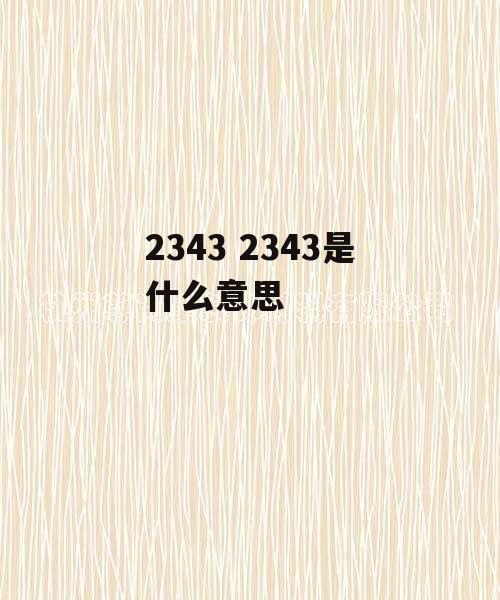 2343 2343是什么意思