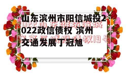 山东滨州市阳信城投2022政信债权 滨州交通发展丁冠旭