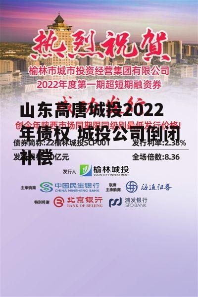 山东高唐城投2022年债权 城投公司倒闭补偿