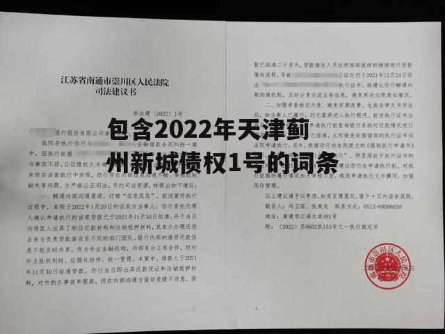 包含2022年天津蓟州新城债权1号的词条