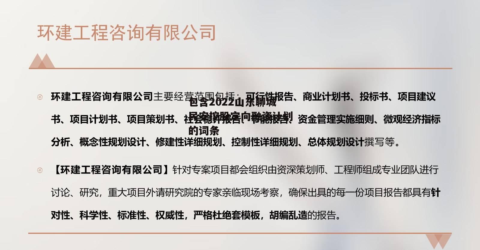 包含2022山东聊城民安控股定向融资计划的词条