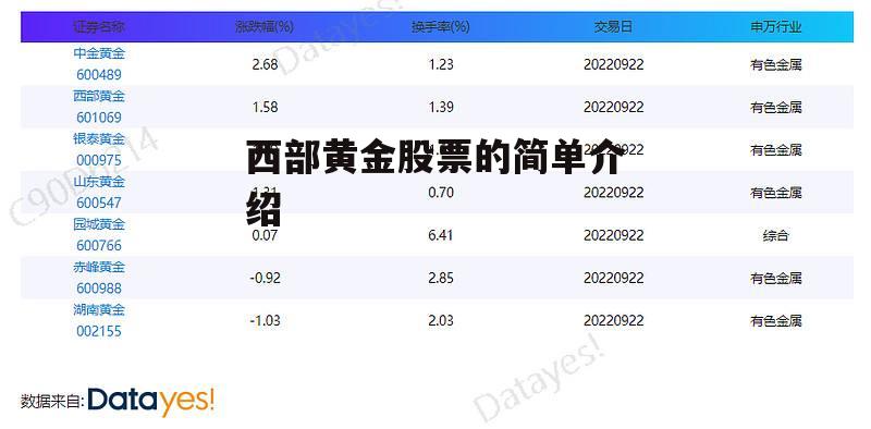 西部黄金股票的简单介绍