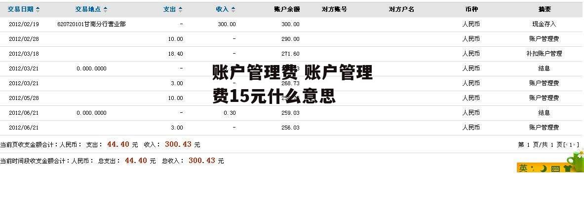 账户管理费 账户管理费15元什么意思