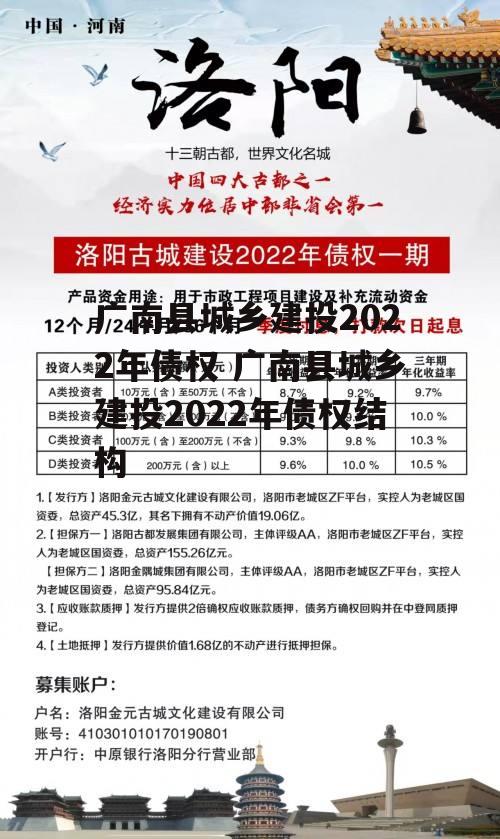 广南县城乡建投2022年债权 广南县城乡建投2022年债权结构