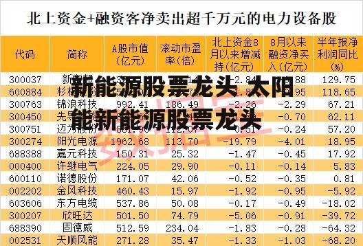 新能源股票龙头 太阳能新能源股票龙头