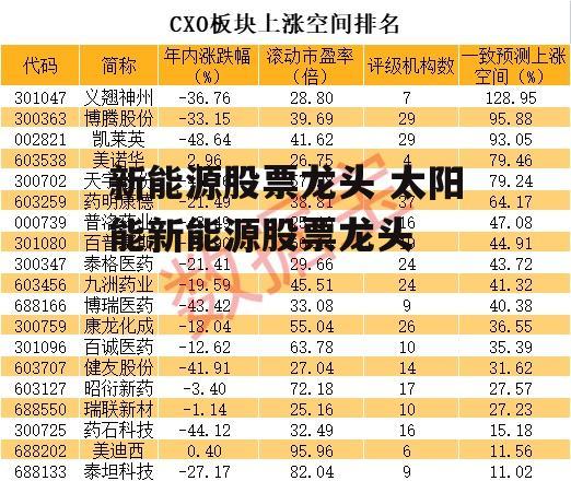 新能源股票龙头 太阳能新能源股票龙头