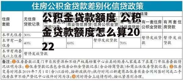 公积金贷款额度 公积金贷款额度怎么算2022