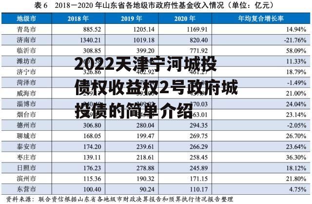 2022天津宁河城投债权收益权2号政府城投债的简单介绍