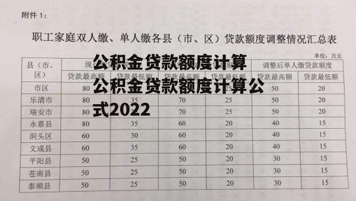 公积金贷款额度计算 公积金贷款额度计算公式2022