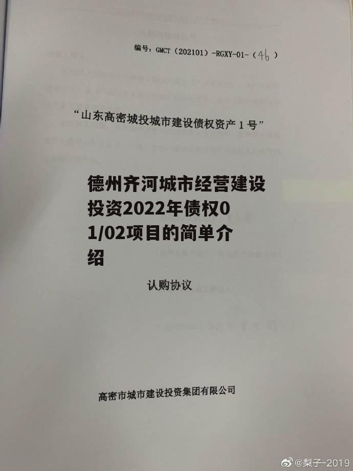 德州齐河城市经营建设投资2022年债权01/02项目的简单介绍