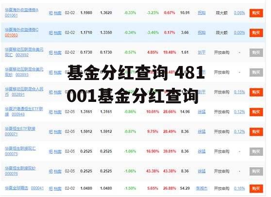 基金分红查询 481001基金分红查询