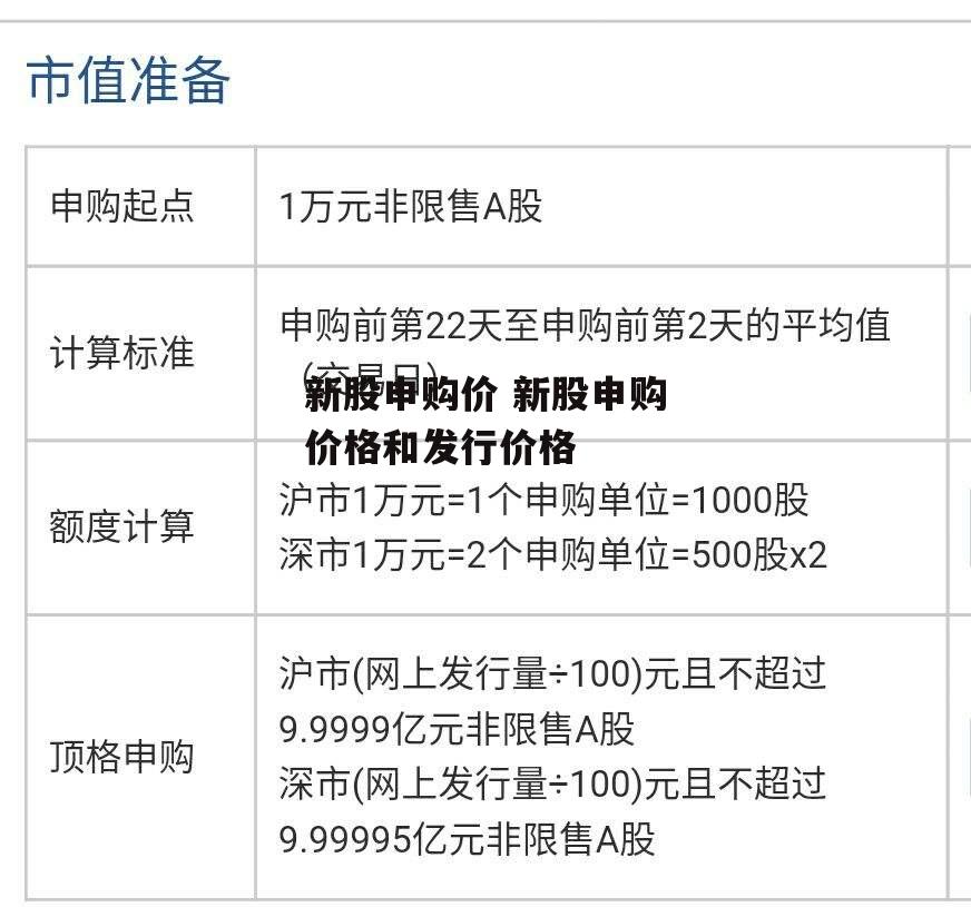 新股申购价 新股申购价格和发行价格