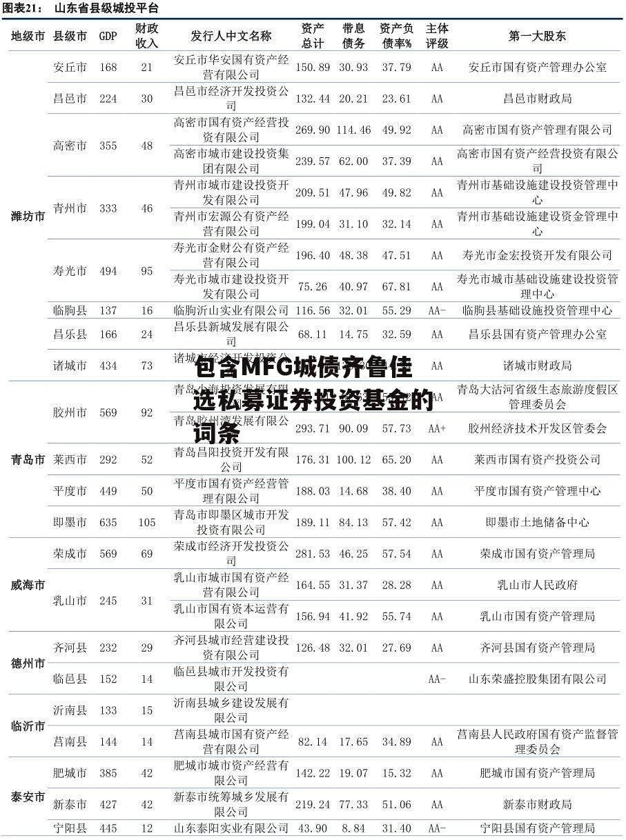 包含MFG城债齐鲁佳选私募证券投资基金的词条