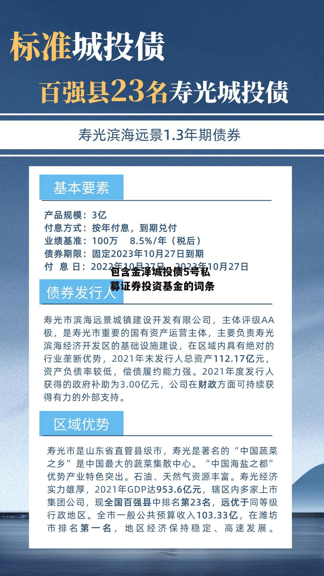 包含金泽城投债5号私募证券投资基金的词条