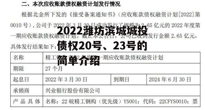 2022潍坊滨城城投债权20号、23号的简单介绍