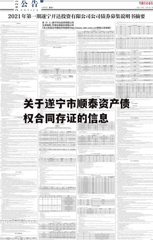 关于遂宁市顺泰资产债权合同存证的信息