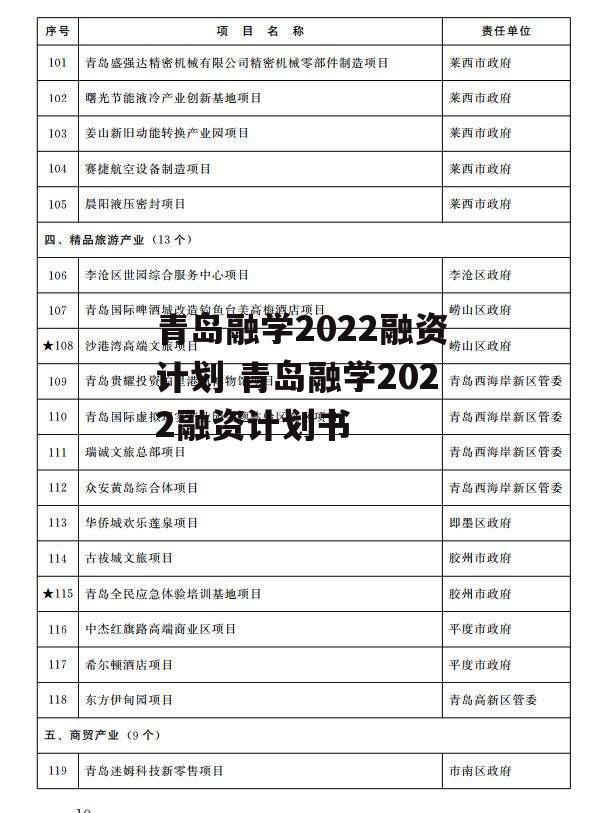 青岛融学2022融资计划 青岛融学2022融资计划书